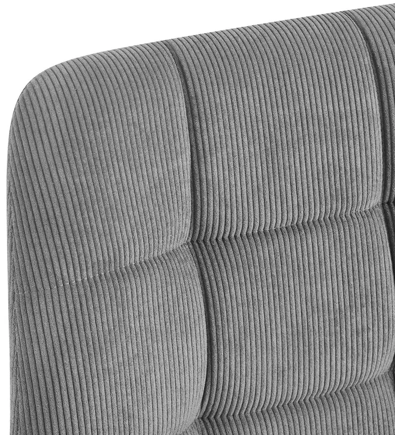 Chaise de salle à manger x1 coutures carrées matelassé en velours côtelé gris cadre métal 10_0007134
