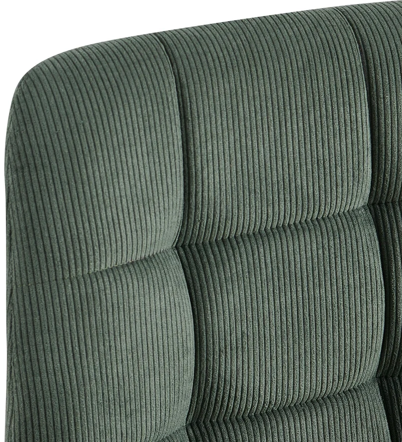 Chaise de salle à manger x1 coutures carrées matelassé en velours côtelé vert cadre métal 10_0007133