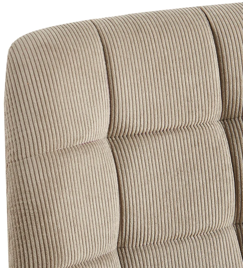 Chaise de salle à manger x1 coutures carrées matelassé en velours côtelé taupe cadre métal 10_0007132