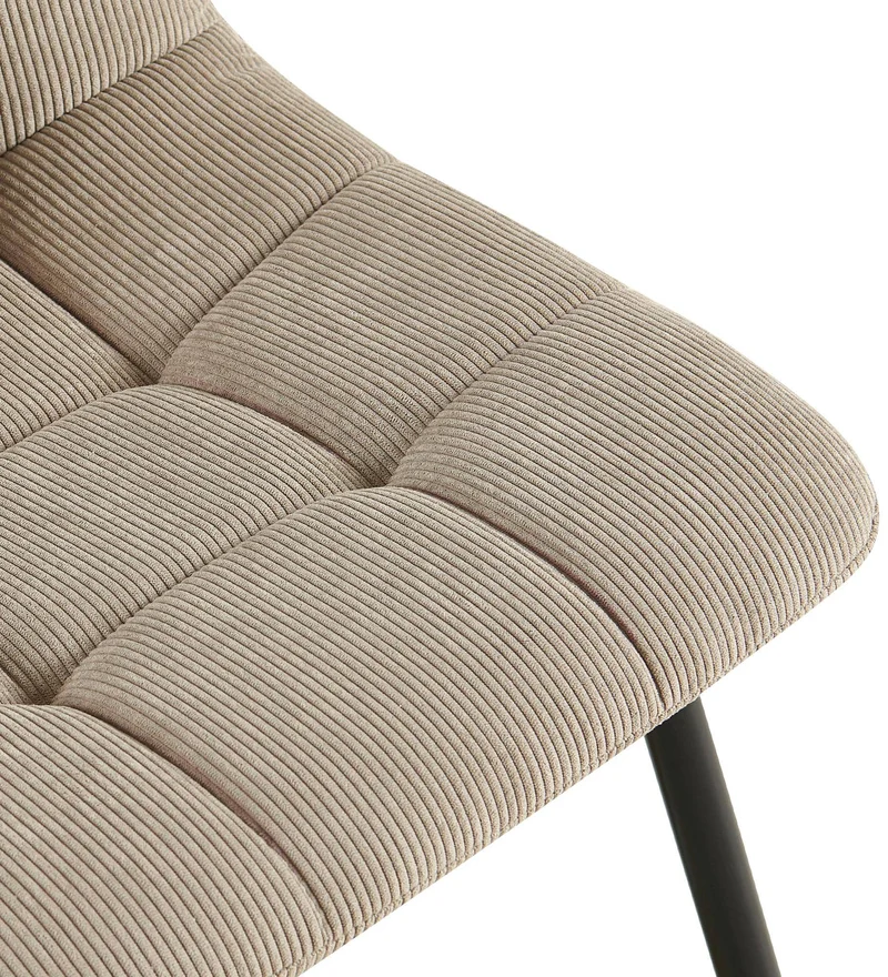 Chaise de salle à manger x1 coutures carrées matelassé en velours côtelé taupe cadre métal 10_0007132