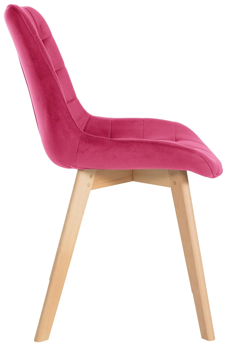 Chaise de salle à manger x1 style scandinave motif matelassé en velours rouge cadre en bois 10_0007130