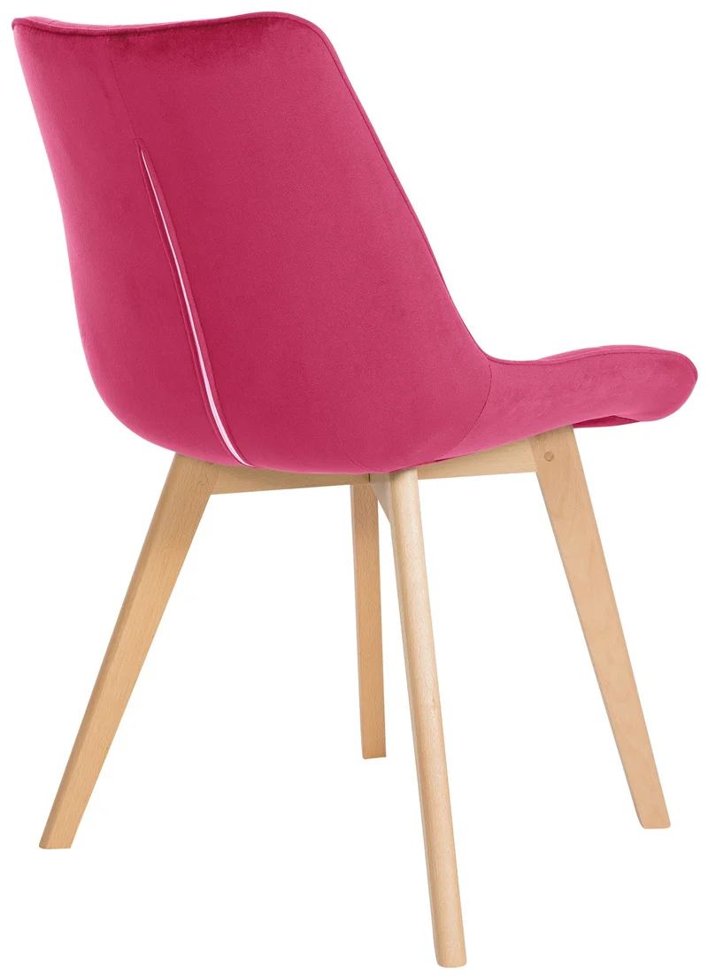 Chaise de salle à manger x1 style scandinave motif matelassé en velours rouge cadre en bois 10_0007130