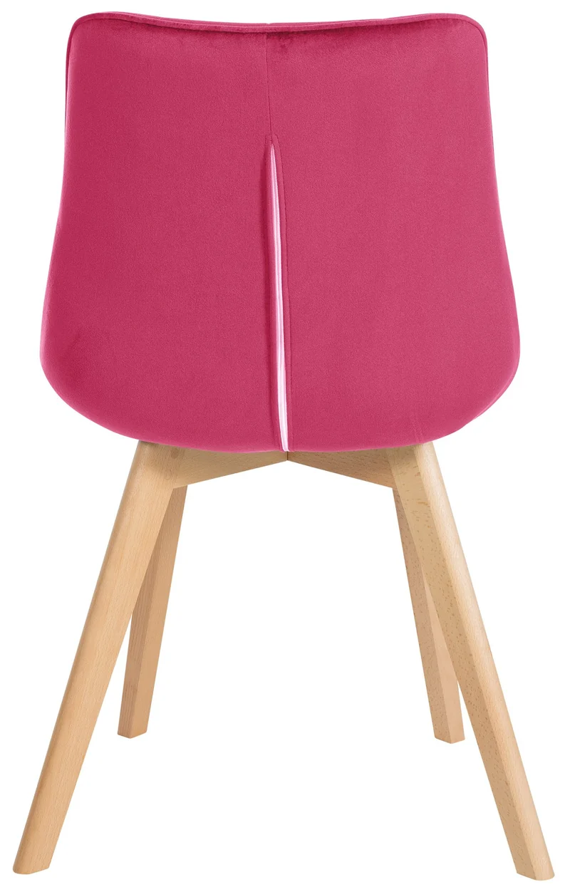 Chaise de salle à manger x1 style scandinave motif matelassé en velours rouge cadre en bois 10_0007130