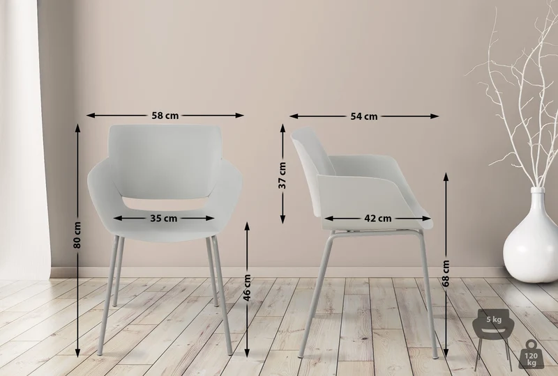 Chaise pour intérieur ou extérieur plastique couleur gris clair structure acier thermolaqué 10_0007126