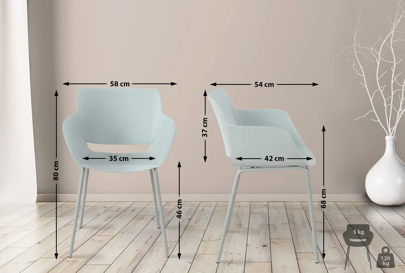 Chaise pour intérieur ou extérieur plastique couleur turquoise structure acier thermolaqué 10_0007124
