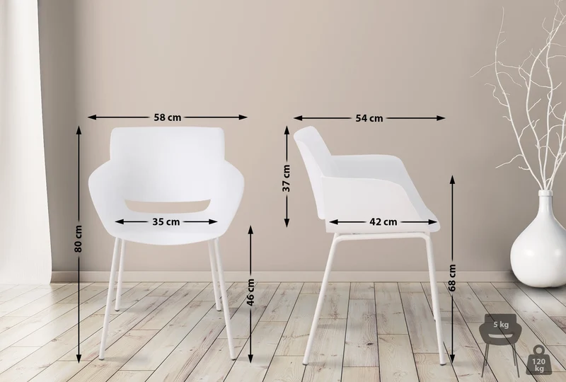 Chaise pour intérieur ou extérieur plastique couleur blanc structure acier thermolaqué 10_0007121