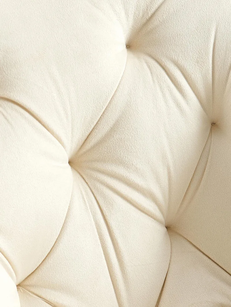 Chaise de salle à manger x1 assise pivotante en velours crème motif matelassé cadre métal 10_0007181