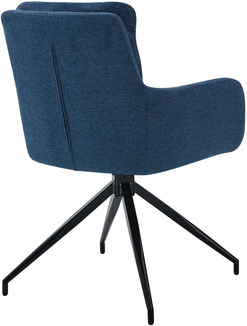 Chaise de salle à manger x1 avec accoudoirs assise fonction pivotante en tissu bleu 10_0007177