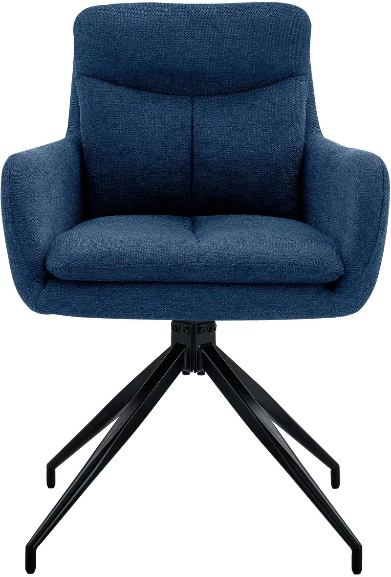 Chaise de salle à manger x1 avec accoudoirs assise fonction pivotante en tissu bleu 10_0007177