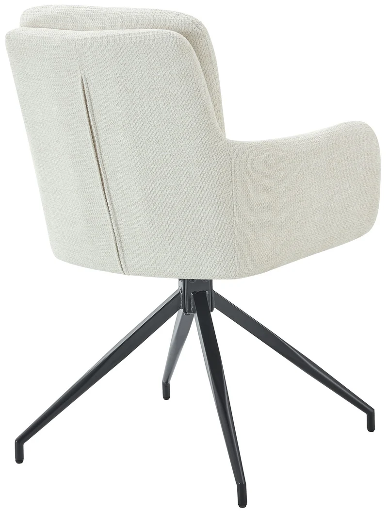 Chaise de salle à manger x1 fonction pivotante confortable et moderne en tissu crème cadre métal 10_0007174
