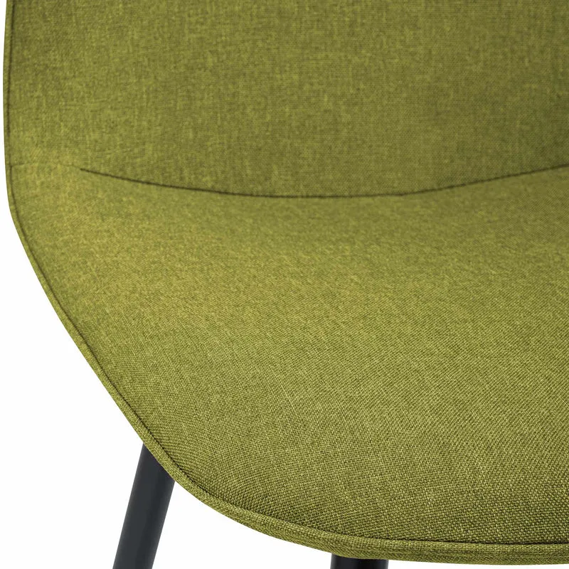 Chaise de salle à manger cuisine x1 design moderne en tissu vert cadre en métal noir 10_0007166