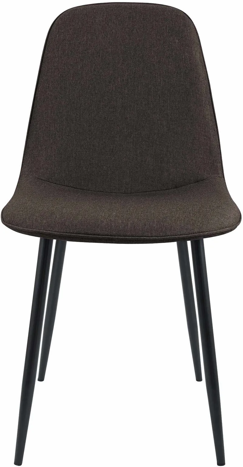 Chaise de salle à manger cuisine x1 design moderne en tissu marron cadre en métal noir 10_0007161