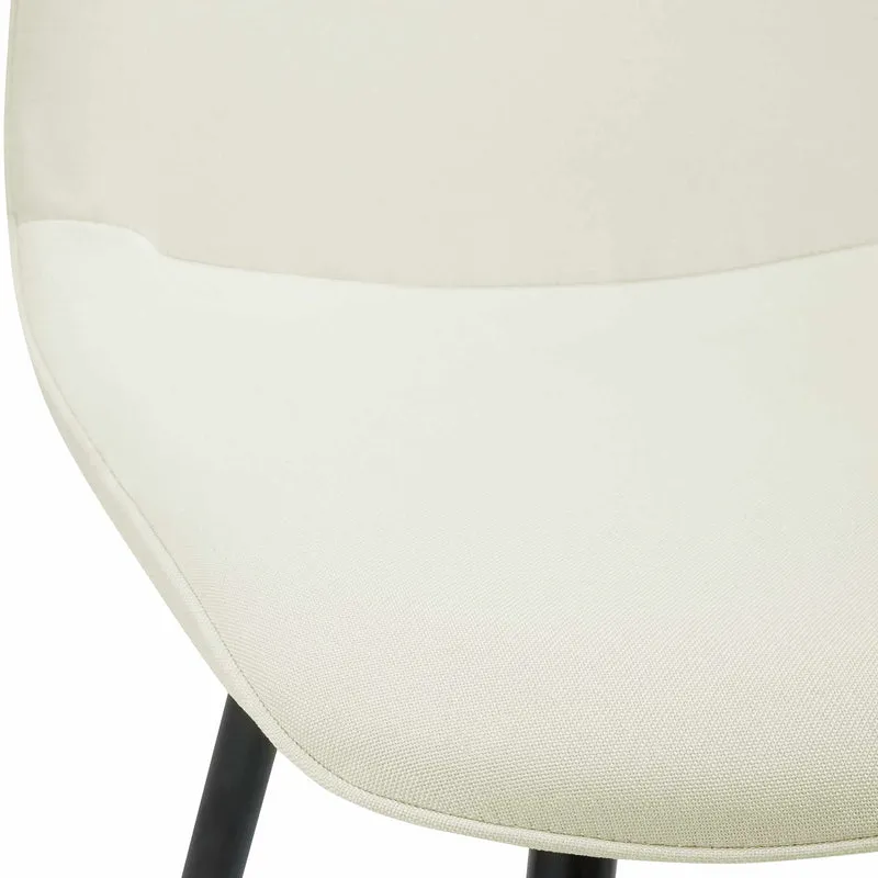 Chaise de salle à manger cuisine x1 design moderne en tissu crème cadre en métal noir 10_0007159