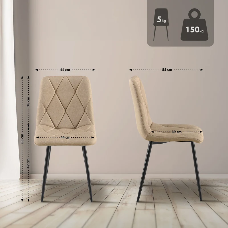 Chaise de salle à manger x1 confort et élégance intemporelle en velours taupe et métal 10_0007153