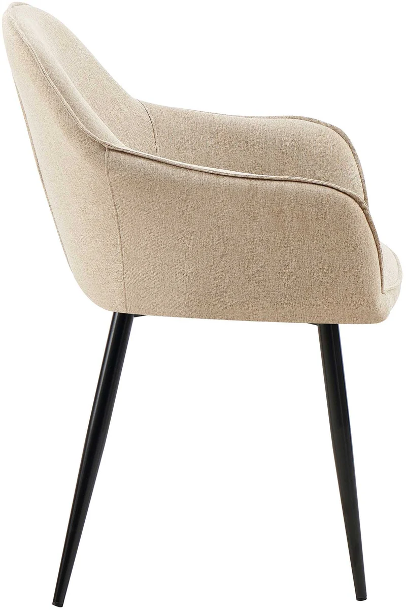 Chaise de salle à manger x1 avec accoudoirs en tissu taupe et structure métallique 10_0007149