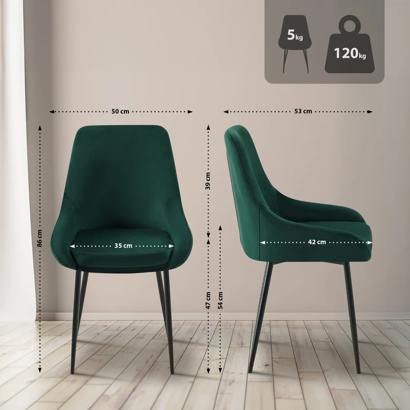 Chaise de salle à manger élégance confort design moderne en velours vert structure métallique 10_0007148