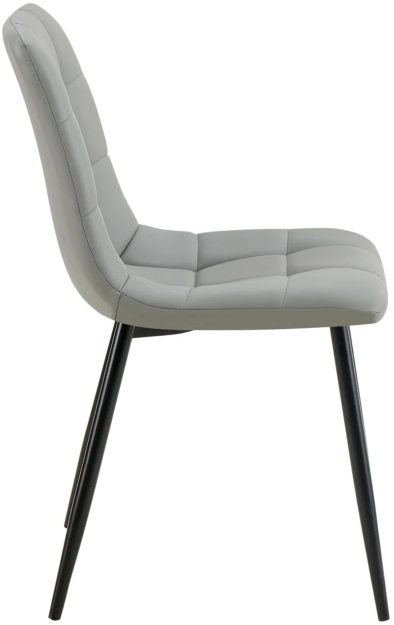 Chaise de salle à manger x1 moderne et confort en similicuir gris clair coutures carrées cadre métal 10_0007138