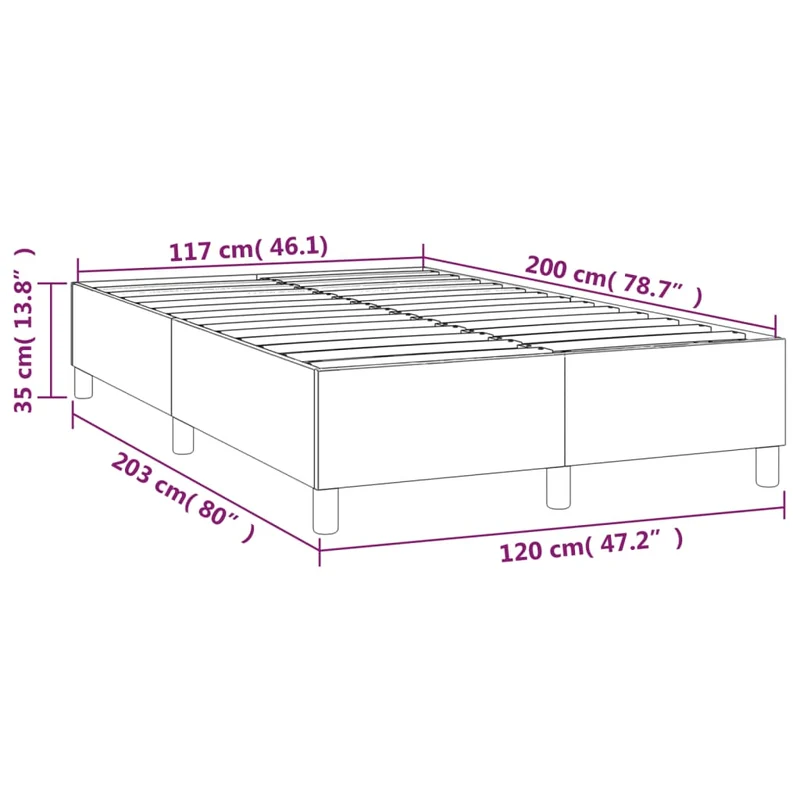 Sommier à lattes sur pieds cadre de lit 120x200 cm tissu gris foncé TDL0207145