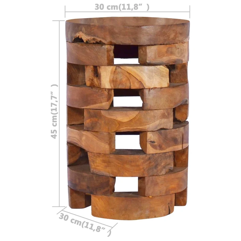 Table de chevet fabriqué à la main 30 x 30 x 45 cm bois de teck massif marron DEC032899