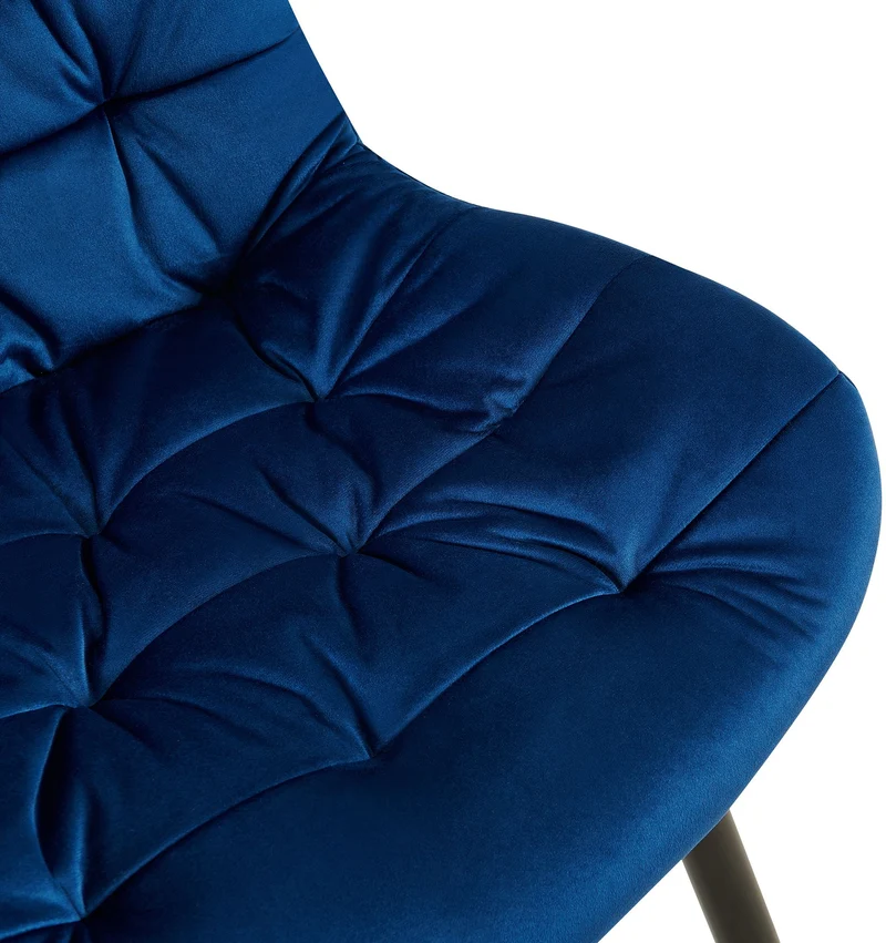 Chaise de salle à manger x1 en velours bleu foncé cadre en métal noir confort & élégance intemporelle 10_0007222