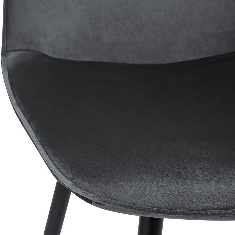 Chaise de salle à manger cuisine x1 design moderne en velours gris foncé cadre en métal noir 10_0007216