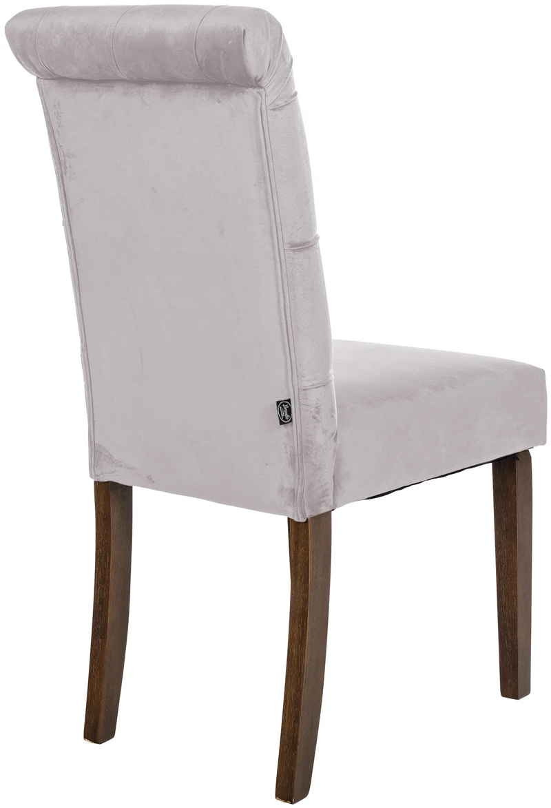 Chaise de salle à manger x1 élégance capitonnée et confort en velours gris cadre en bois marron foncé 10_0007208