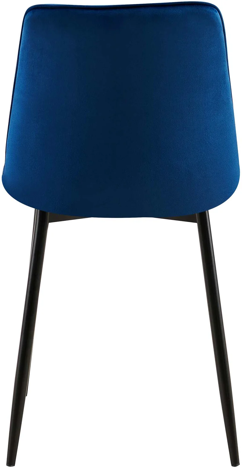 Chaise de salle à manger x1 coutures décoratives carrées en velours bleu foncé cadre métal noir 10_0007203
