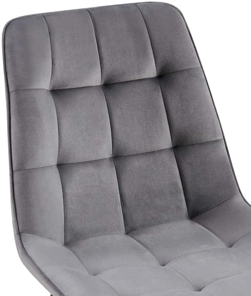 Chaise de salle à manger x1 coutures décoratives carrées en velours gris foncé cadre métal noir 10_0007202