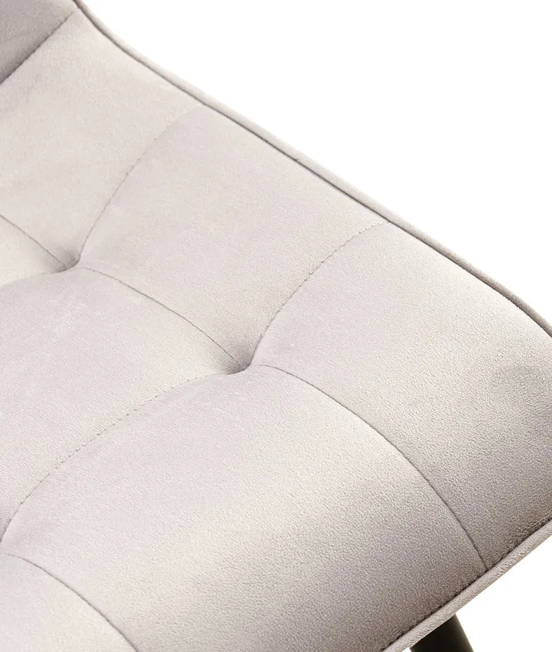 Chaise de salle à manger x1 coutures décoratives carrées en velours gris cadre métal noir 10_0007201