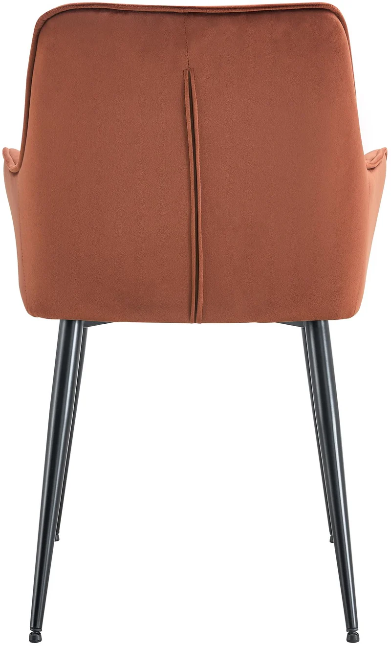 Chaise de salle à manger x1 avec accoudoirs en velours marron capitonné cadre métal noir 10_0007196