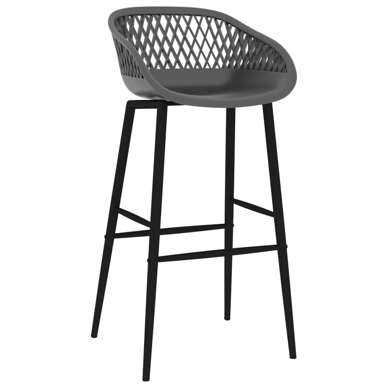 Tabourets de bar x2 chaises haute aspect de maille en PP gris et métal DEC029392
