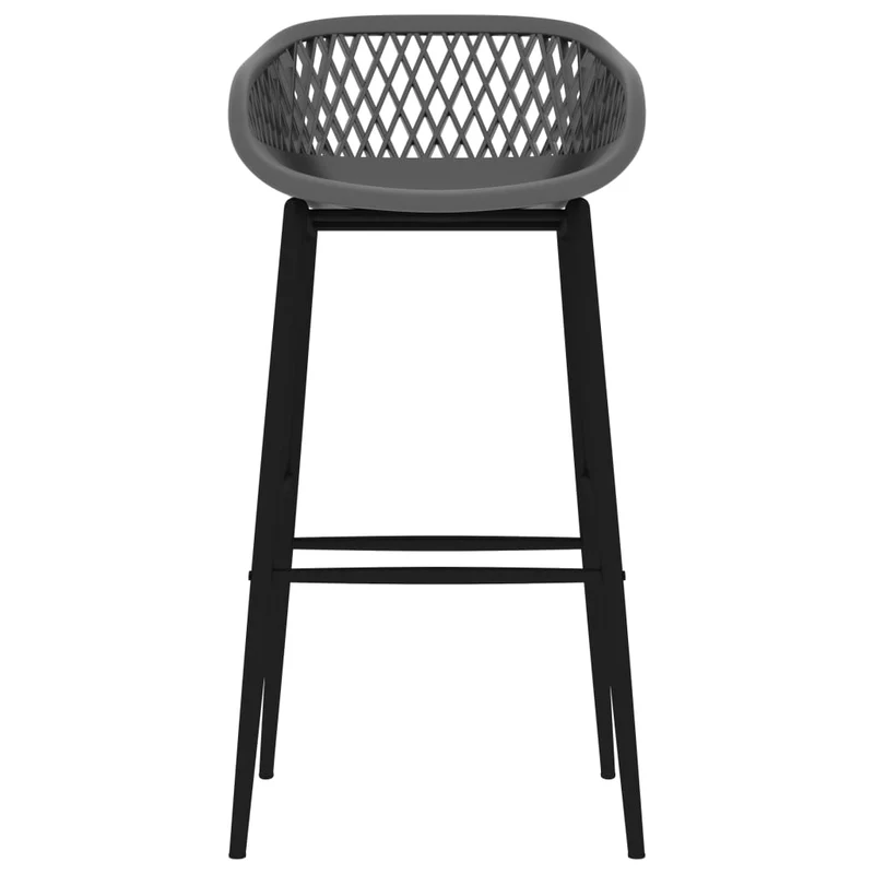 Tabourets de bar x2 chaises haute aspect de maille en PP gris et métal DEC029392