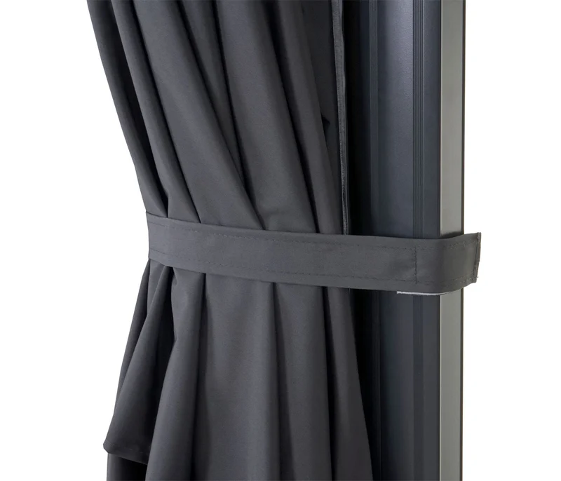 Parasol déporté 5 m – Toile polyester anthracite – Structure aluminium/acier – Sans pied 04_0007958