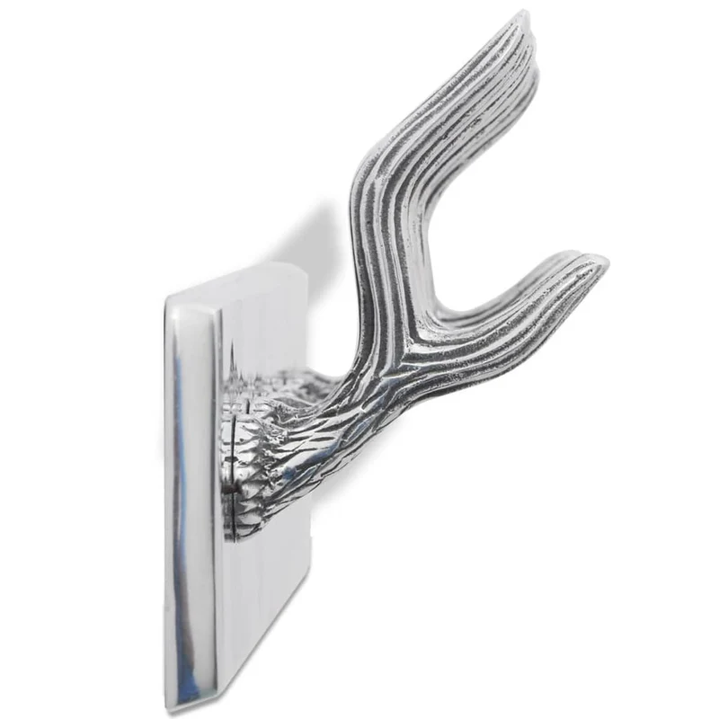 Lot de 4 portes-manteaux mural en aluminium argenté avec 6 crochets 49x9x18 cm DEC024207