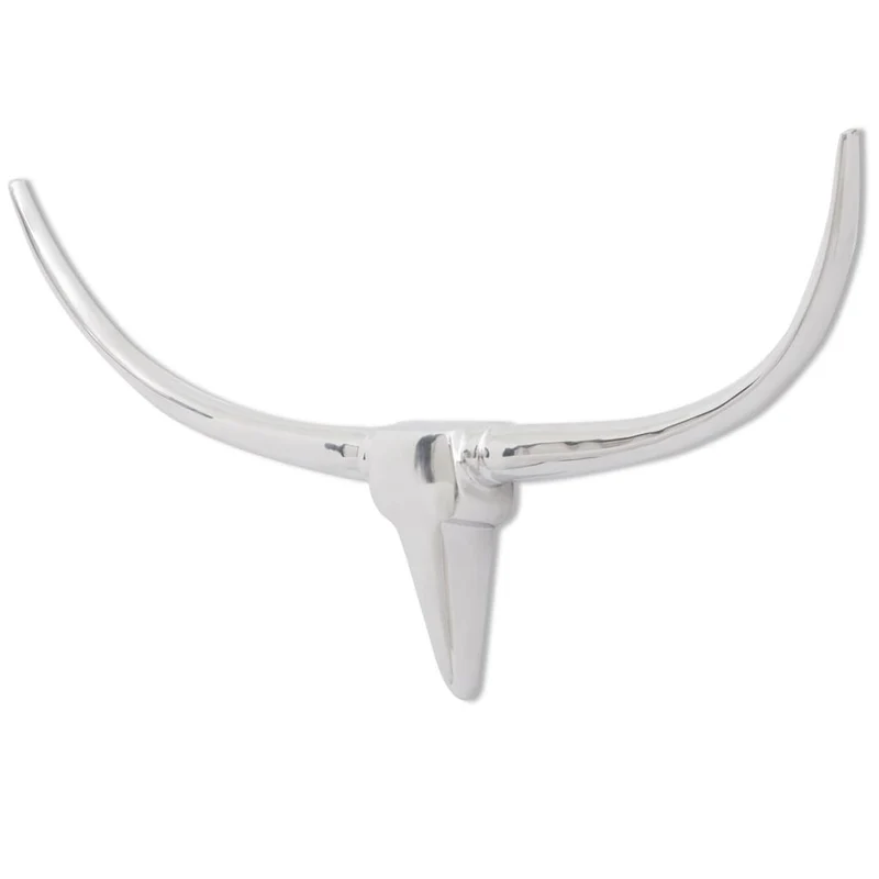 Décoration murale en forme de tête de taureau en aluminium Argent100cm DEC023035