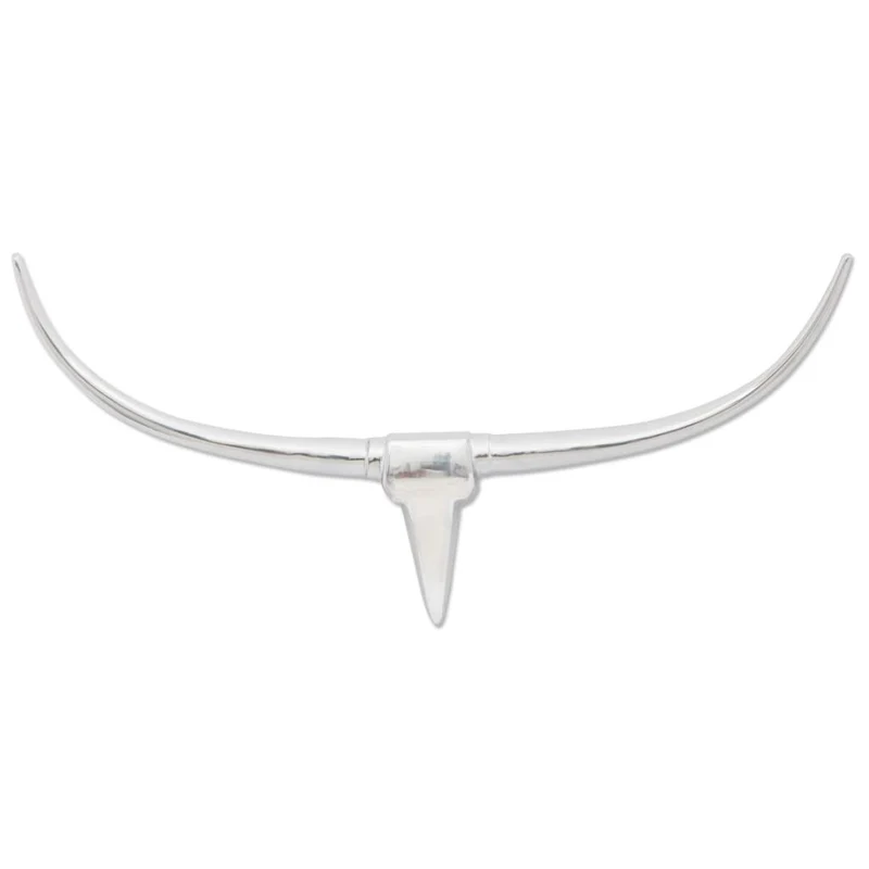 Décoration murale en forme de tête de taureau en aluminium Argent100cm DEC023035