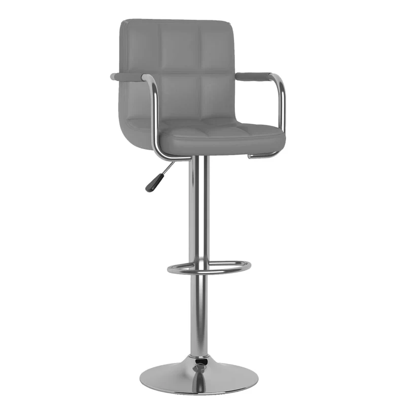 Lot de 2 tabourets de bar chaises hautes en PVC gris et acier DEC029733