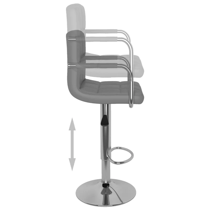 Lot de 2 tabourets de bar chaises hautes en PVC gris et acier DEC029733
