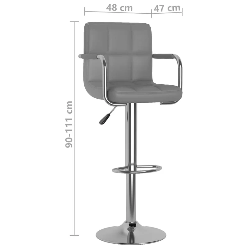 Lot de 2 tabourets de bar chaises hautes en PVC gris et acier DEC029733