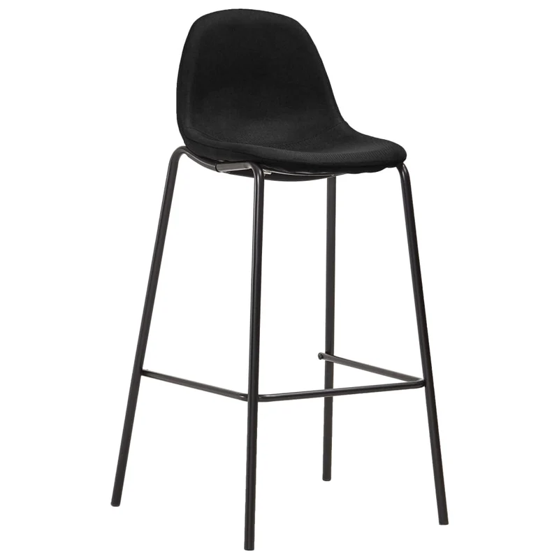 Set de 4 tabourets de bar chaises haute en tissu noir et métal DEC029427