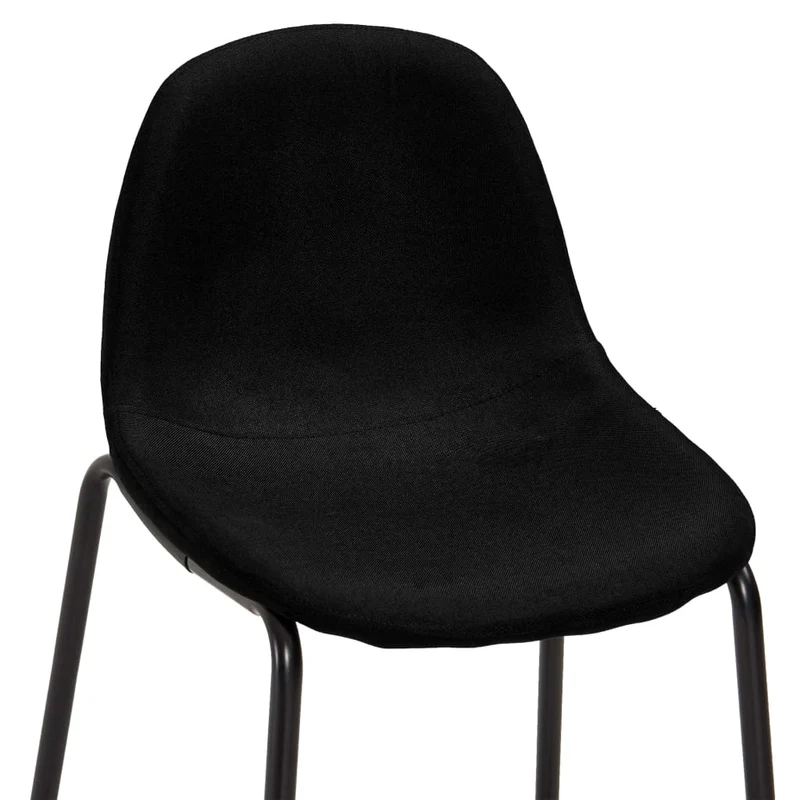 Set de 4 tabourets de bar chaises haute en tissu noir et métal DEC029427