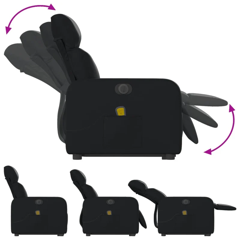 Fauteuil de relaxation fonction massage et inclinable levage électrique en PVC noir DEC027800