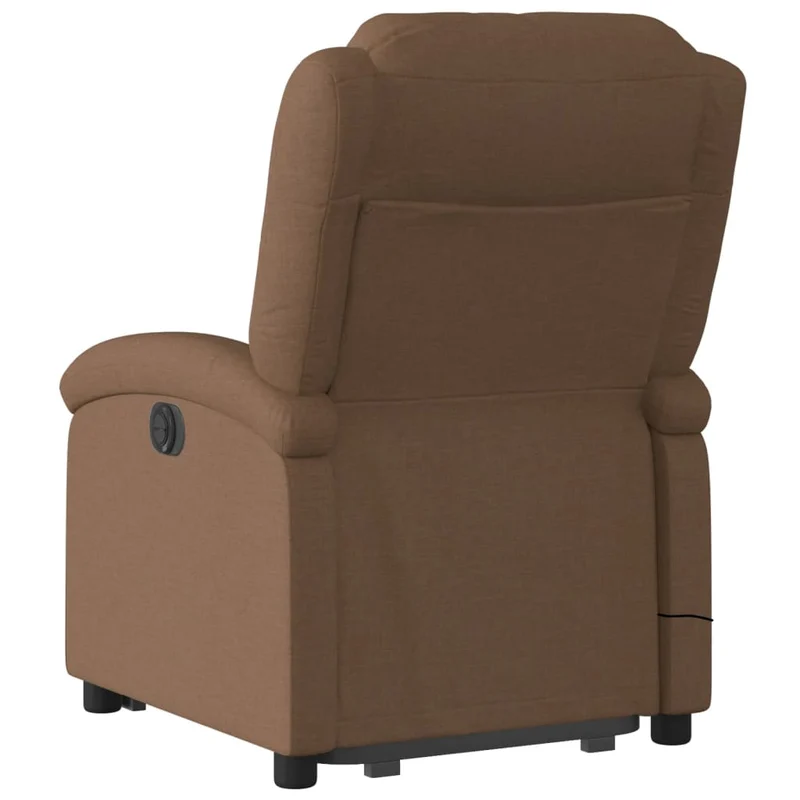 Fauteuil de relaxation fonction massage et inclinable levage électrique en tissu marron DEC027785