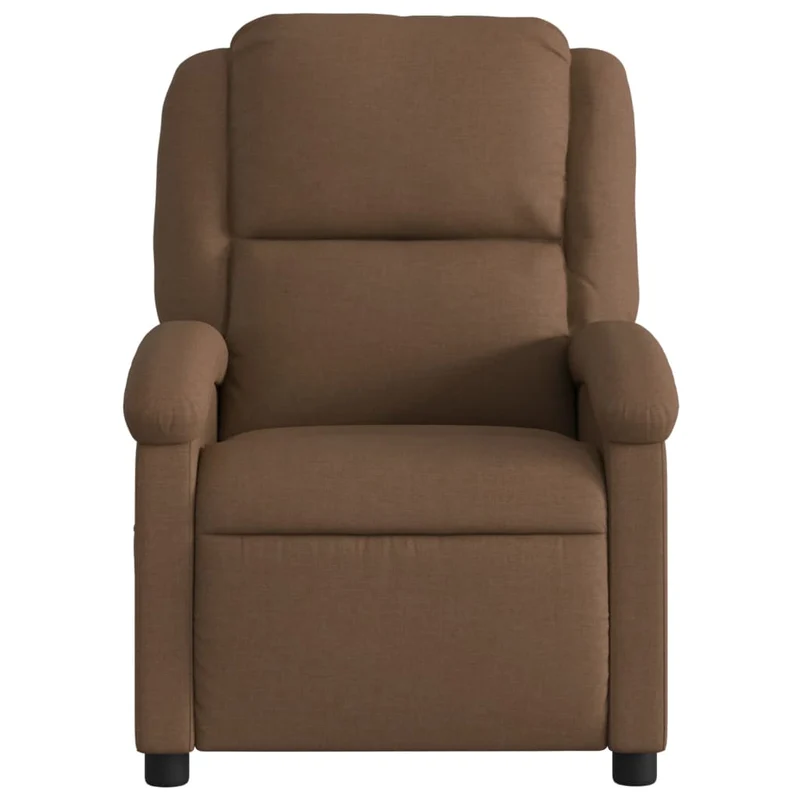 Fauteuil de relaxation TV fonction massage inclinable 6 points de massage en tissu marron DEC027006