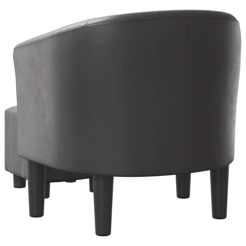 Fauteuil lounge assise confortable design moderne avec repose-pied en PVC gris DEC026424