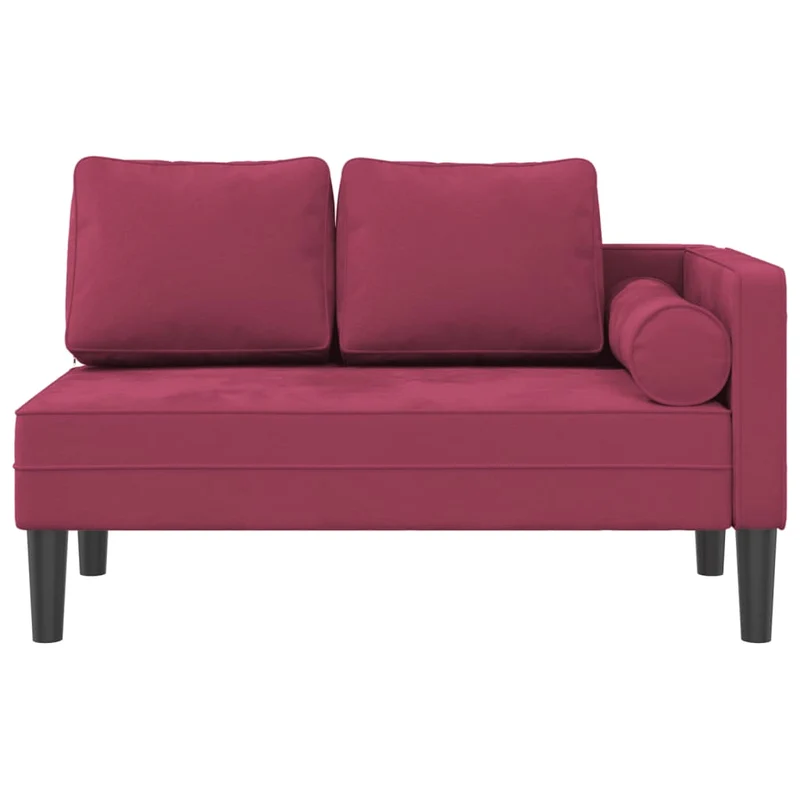 Méridienne chaise longue pour intérieur avec coussins en velours rouge bordeaux DEC026099