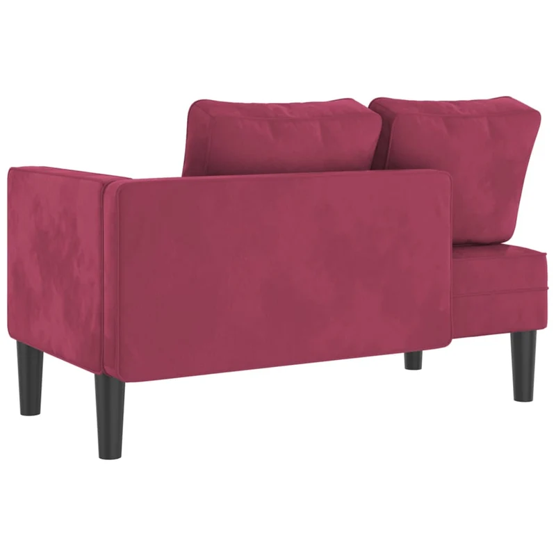 Méridienne chaise longue pour intérieur avec coussins en velours rouge bordeaux DEC026099