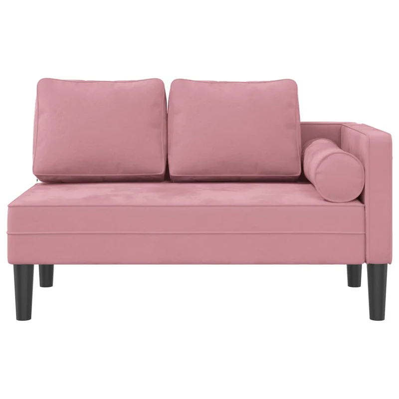 Méridienne chaise longue pour intérieur avec coussins en velours rose DEC026094