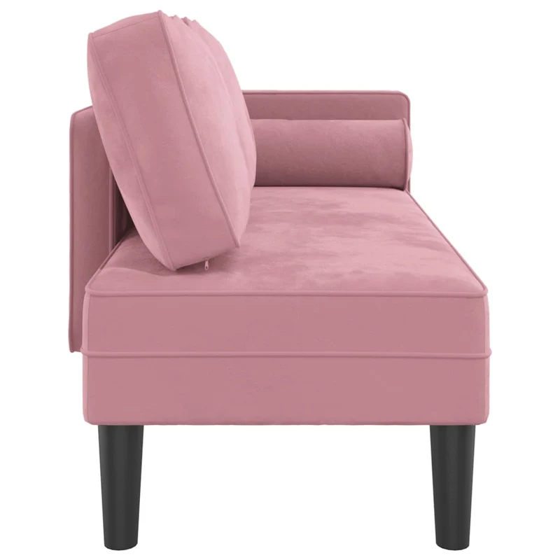 Méridienne chaise longue pour intérieur avec coussins en velours rose DEC026094