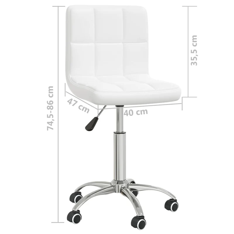 Chaise pivotante tabouret hauteur réglable en PVC blanc et acier DEC025061